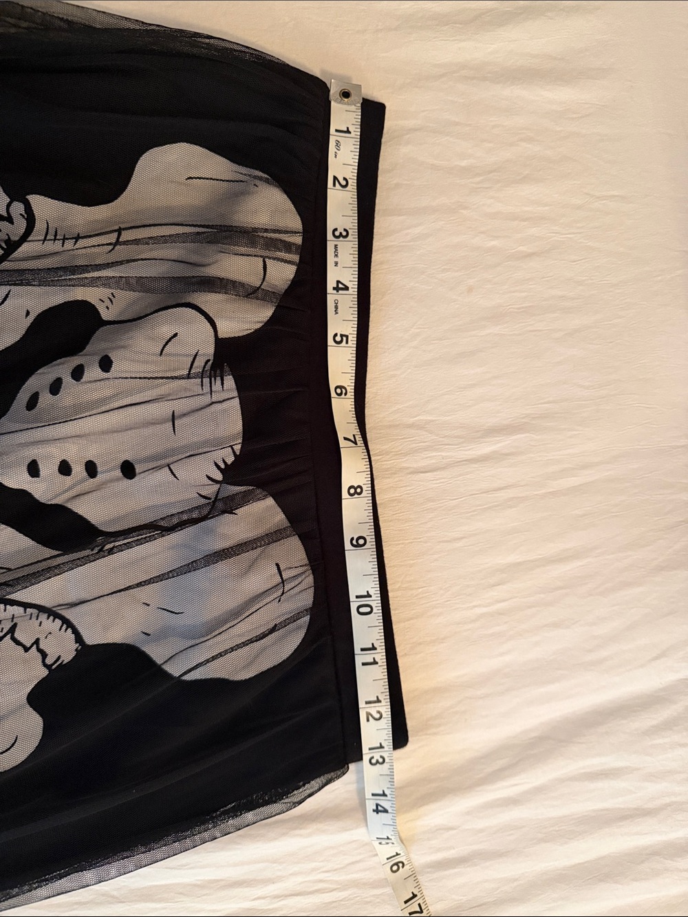 Jawbreaker Skeleton Print Mesh Overlay Skirt - Black & White size S - Picture 6 of 8